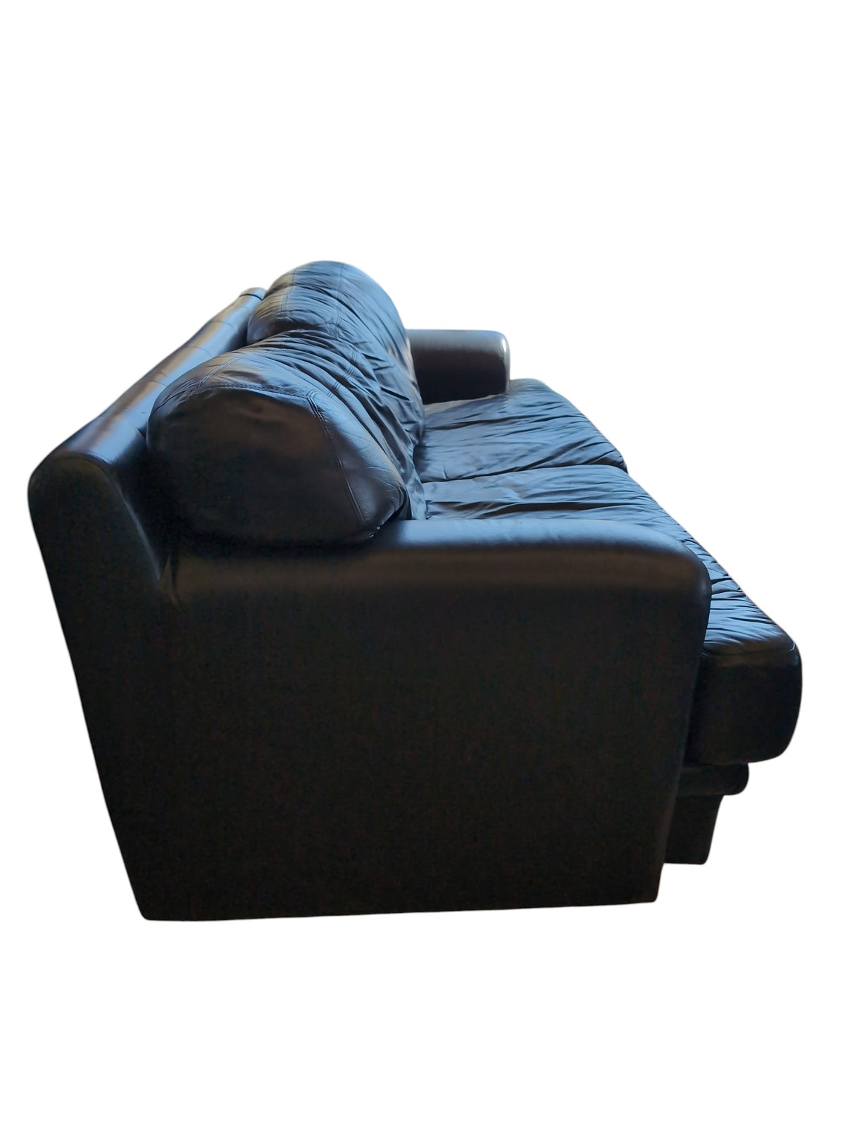 Genuine Leather Three Seater Sofa - Black