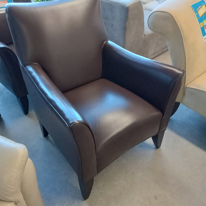 31"W Brown Leatherette Armchair