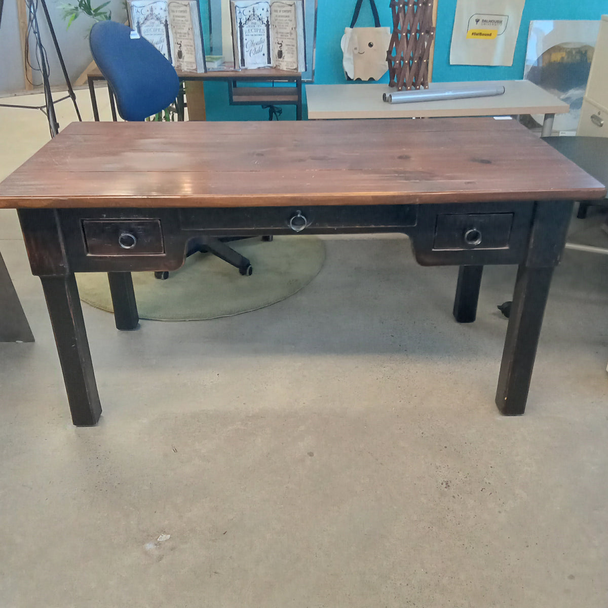 60"W Three Drawer Desk - Knotty Pine