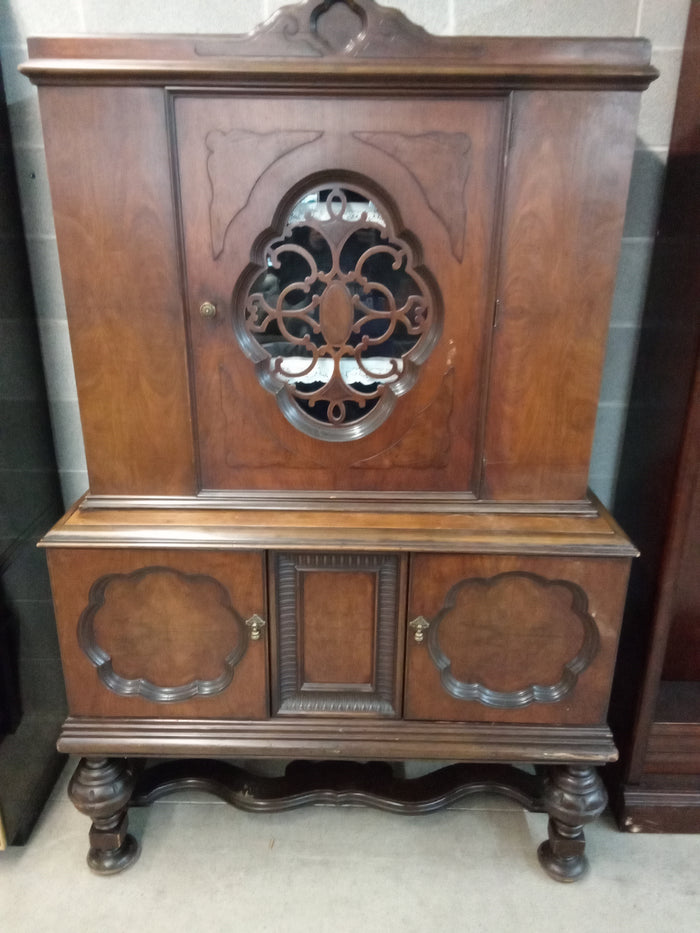 47"W Two-Piece Antique Cabinet
