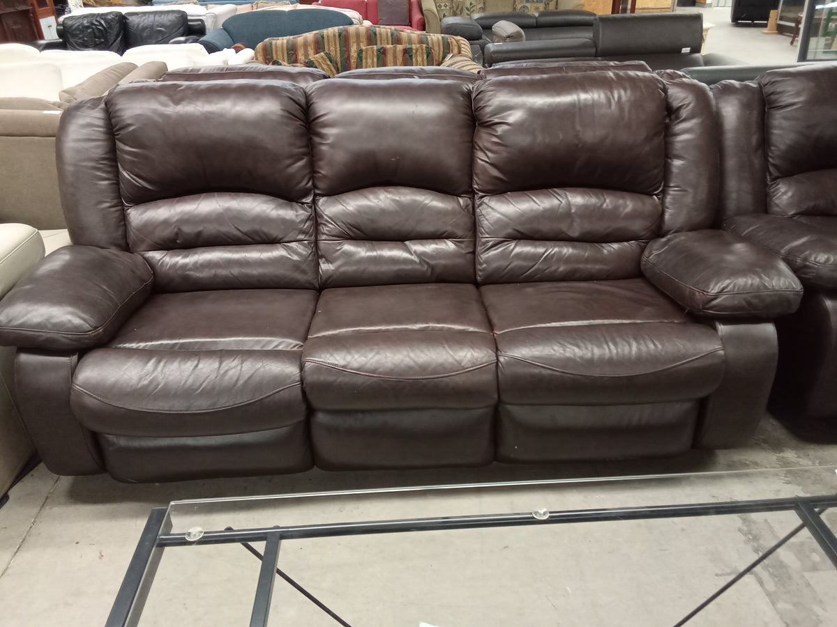 89"W Brown Leatherette 3-Seater Recliner Sofa 1