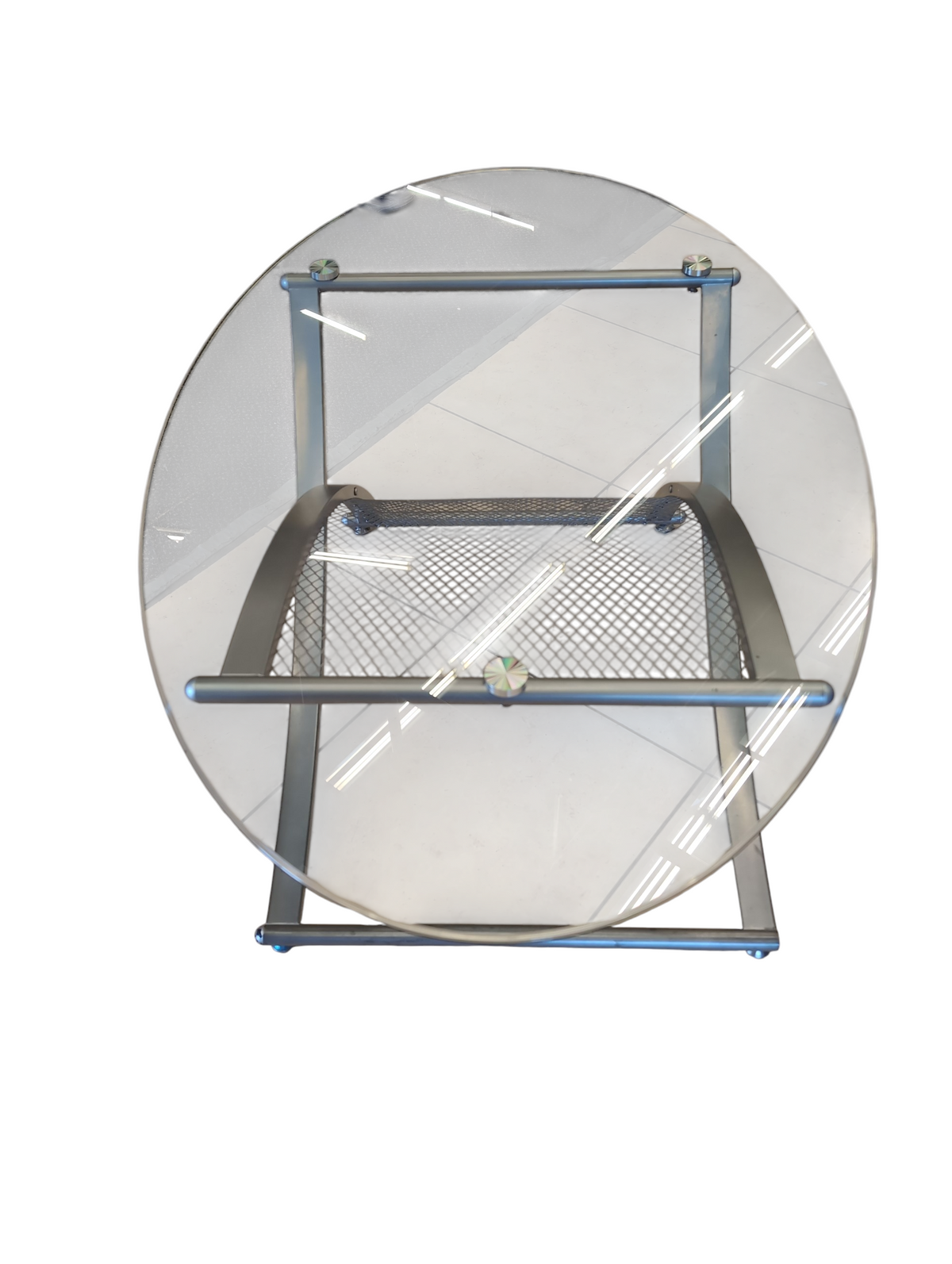 Glass Coffee Table with Grid Frame