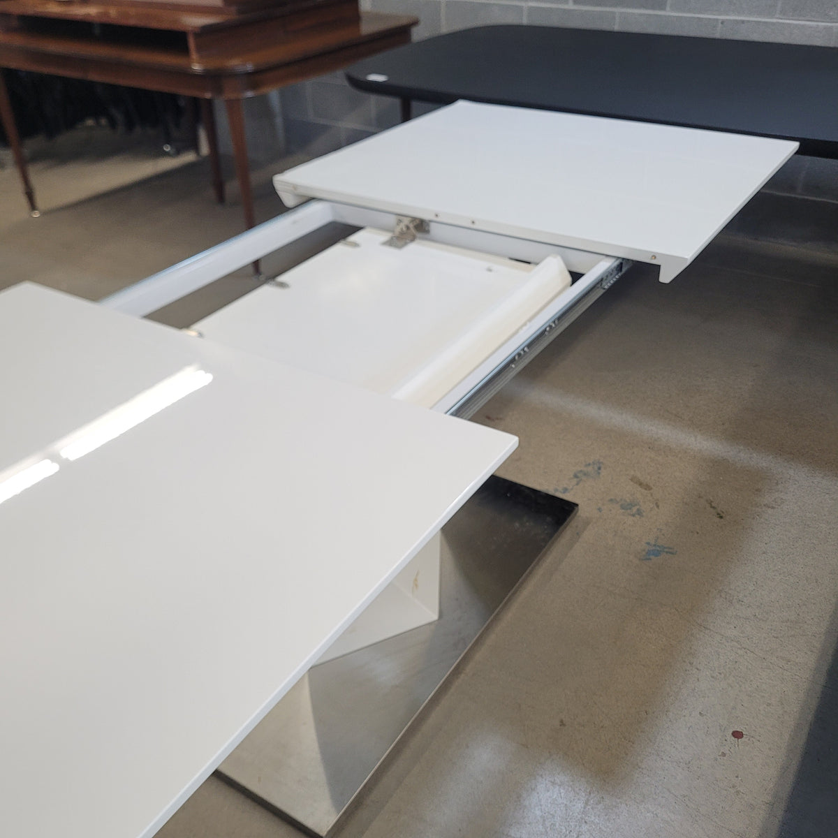 63"W Dining Table in White Melamine