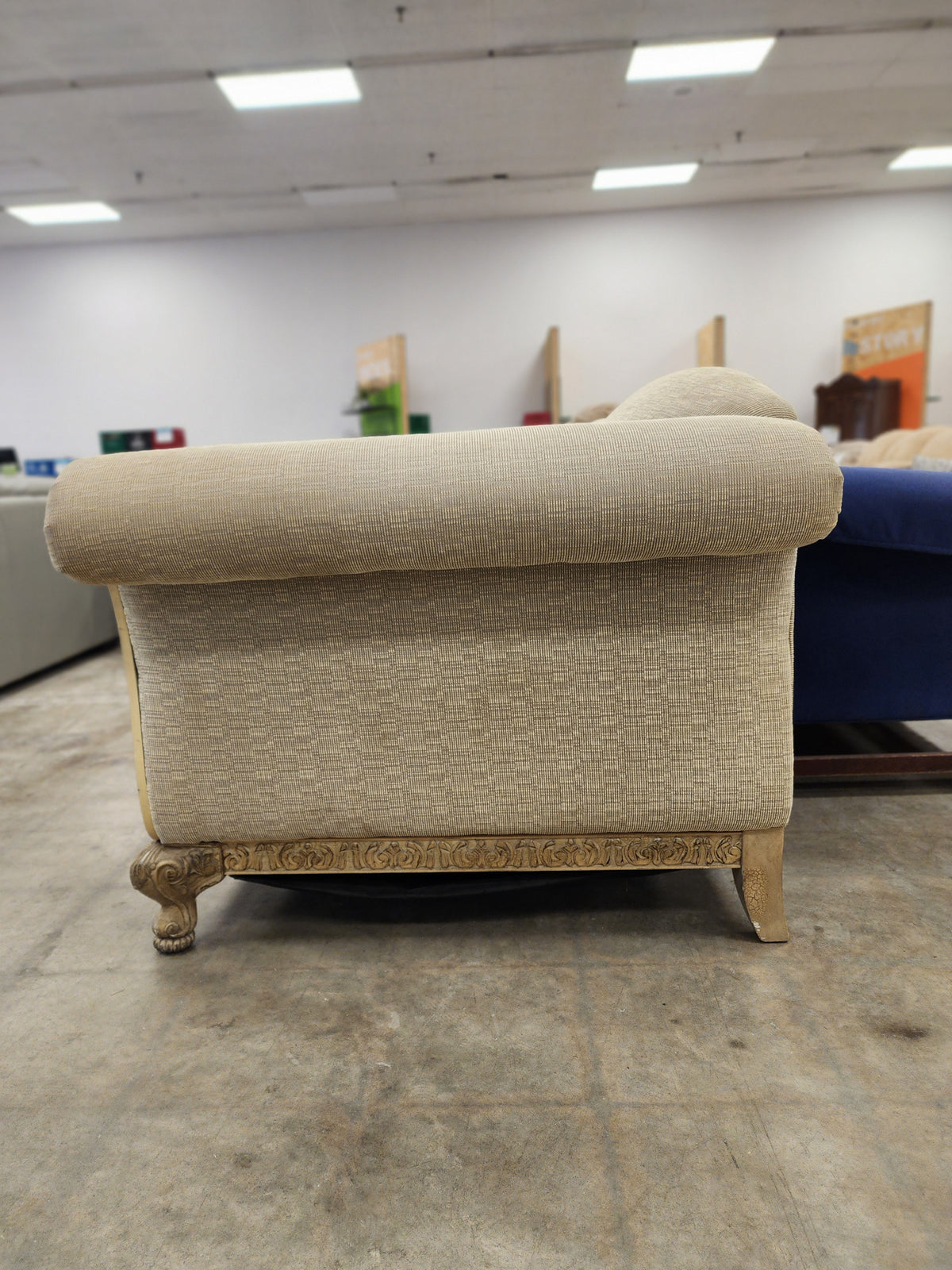 Beige Classic Curved Upholstered Sofa