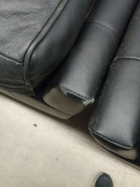 78"W Black Leather Love Seat
