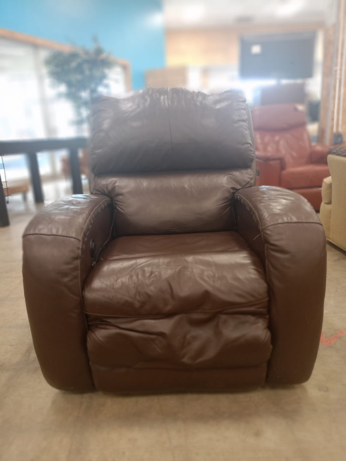 Dark Brown Faux Leather Power Recliner