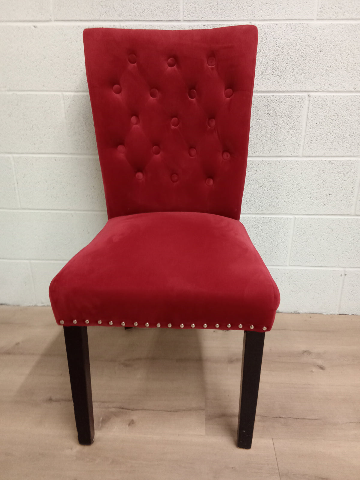 19"W Accent Chair in Red Velour