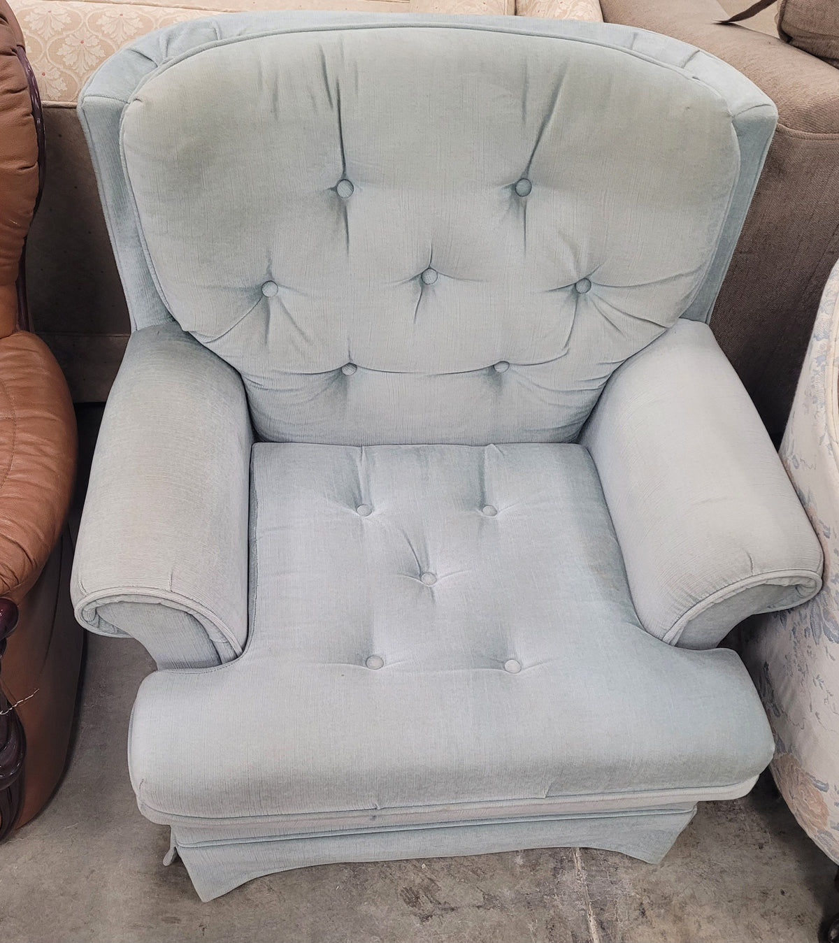 Light Blue Tufted Armchair