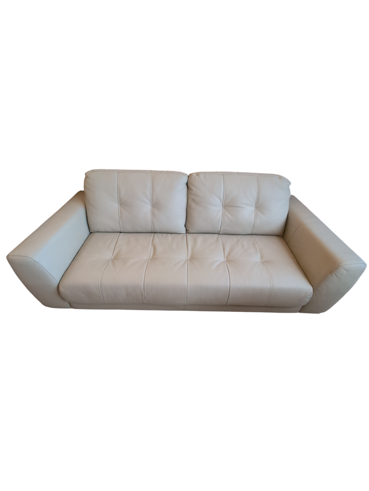 2 Seater Leather Beige Sofa