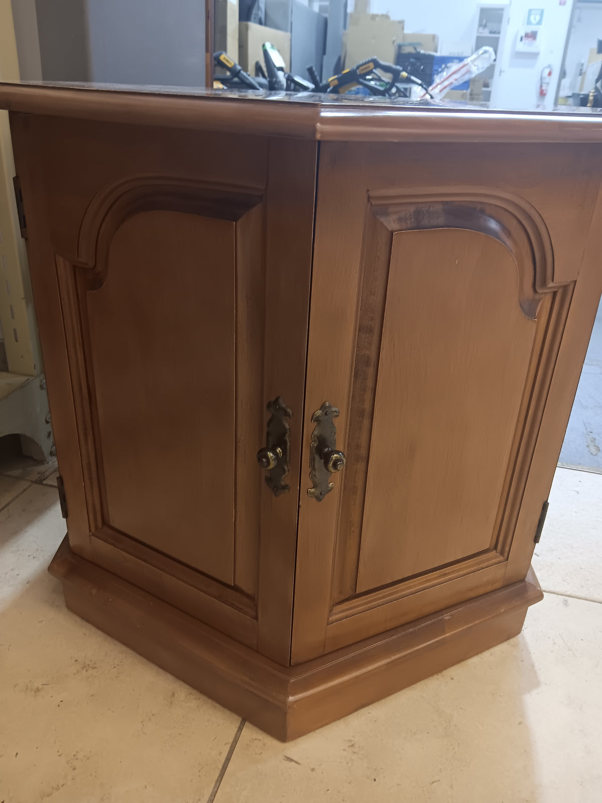 Hexagonal Wood End Table