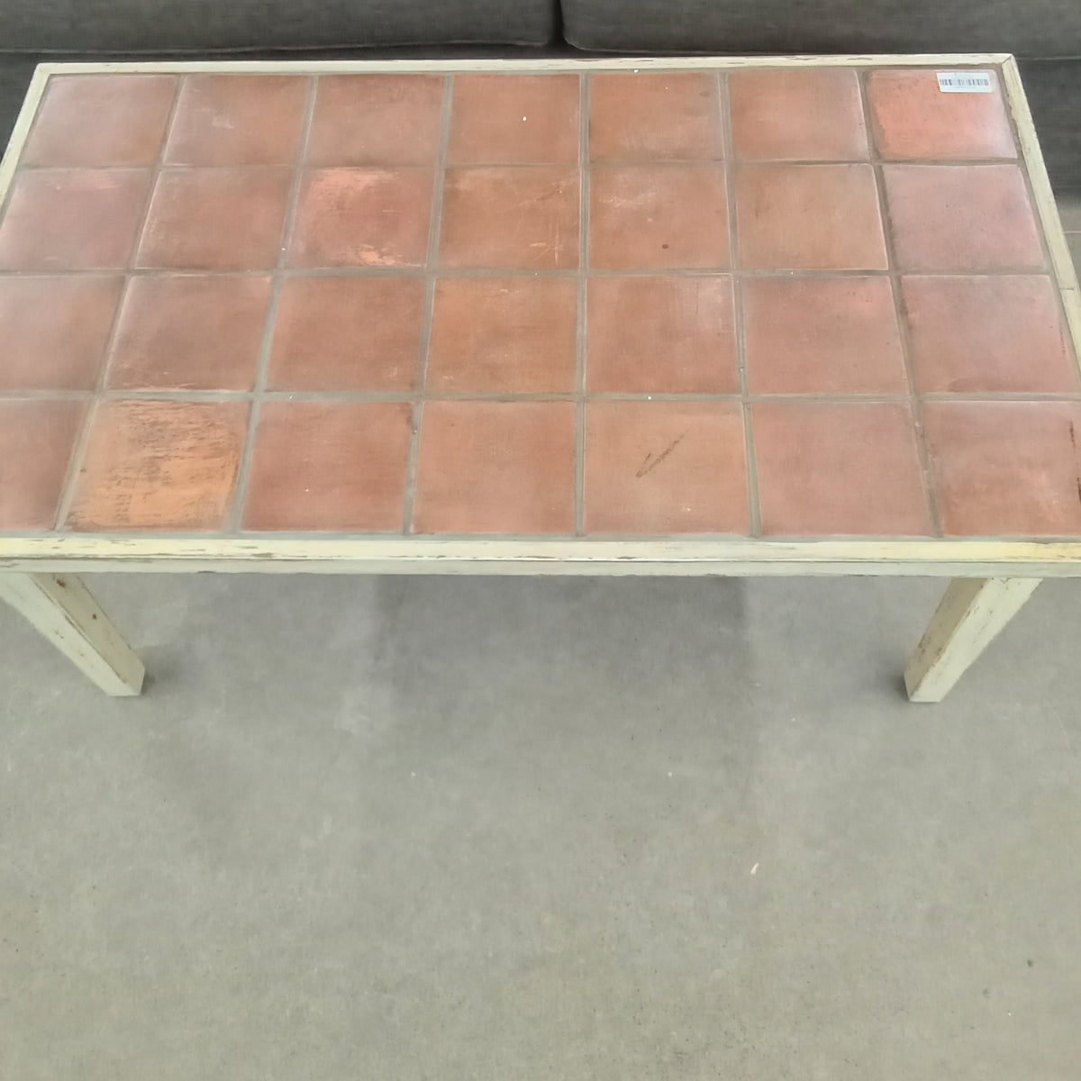 44"W Distressed Look Coffee Table with Tile Top