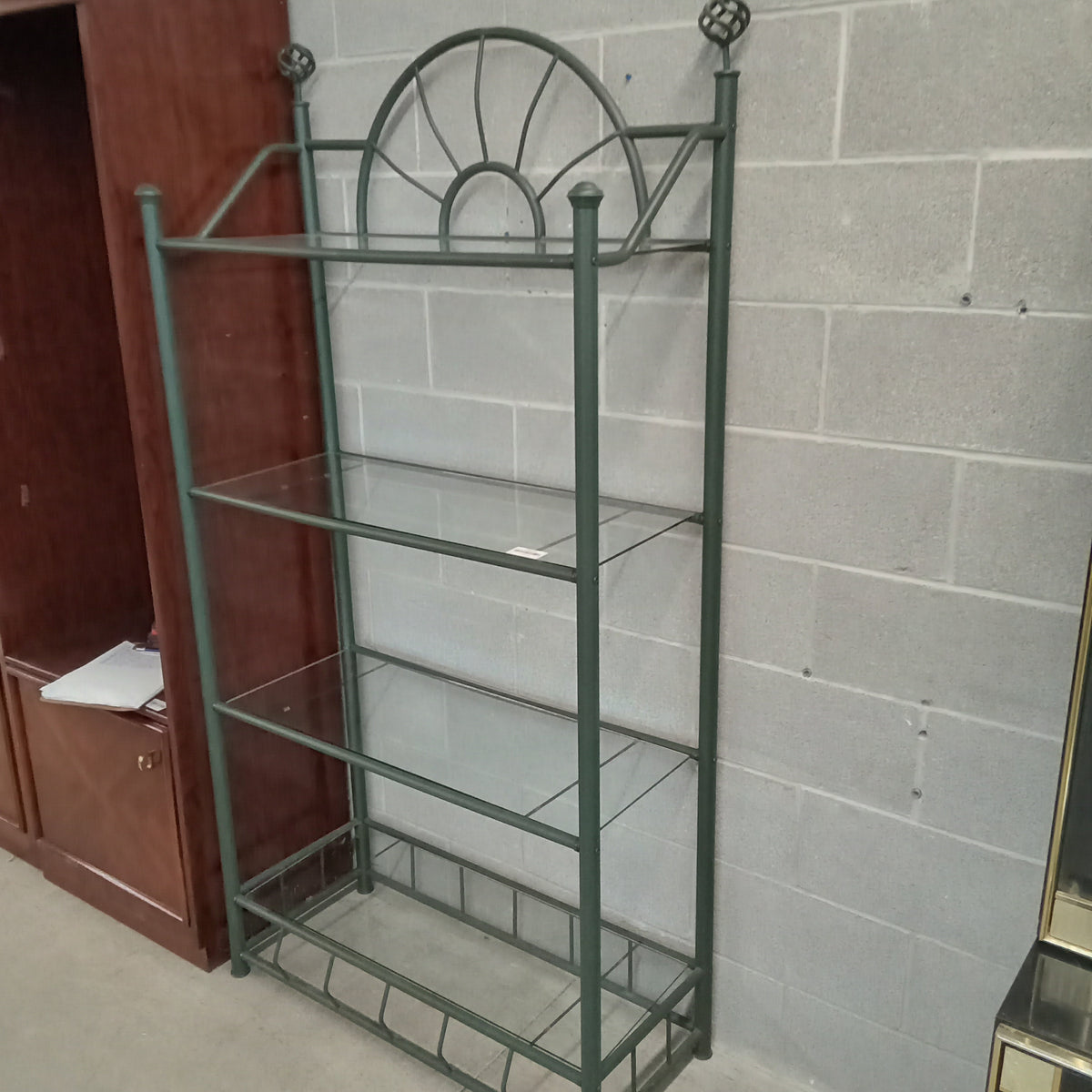 37"W Metal and Glass Shelf Unit