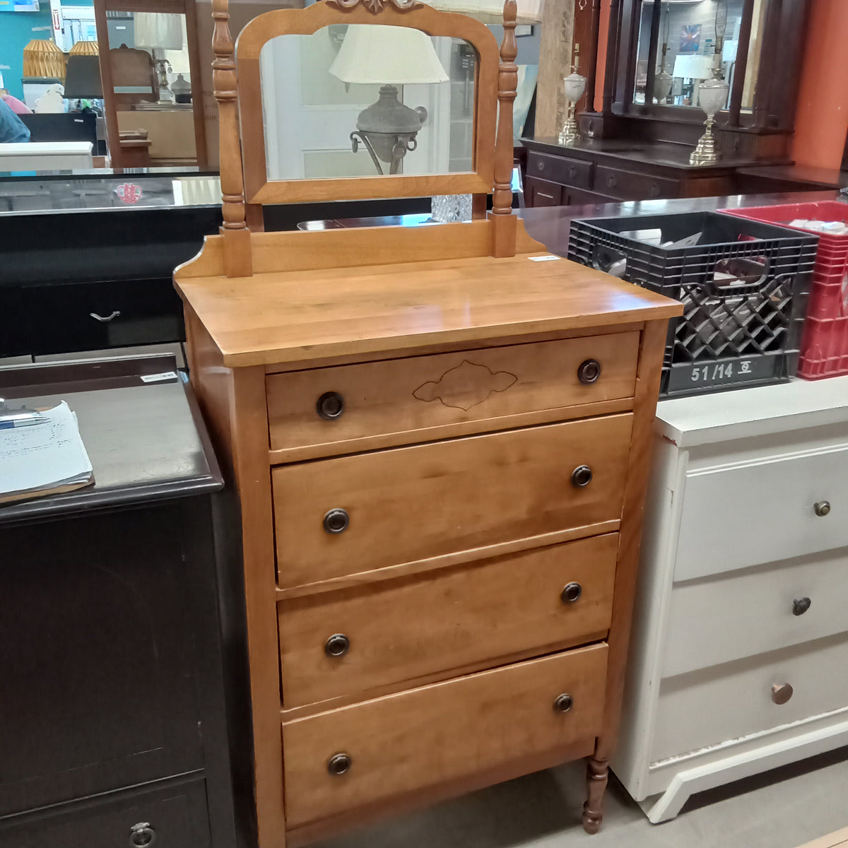 28.5"W 4-Drawer Dresser with Mirror