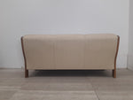 78" Beige 3 Seat Sofa with Wood Accents