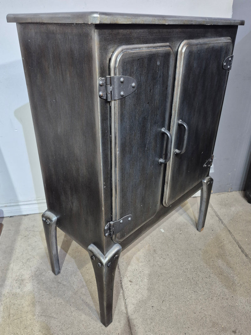 Rustic Metallic-Look 2-Door Cabinet
