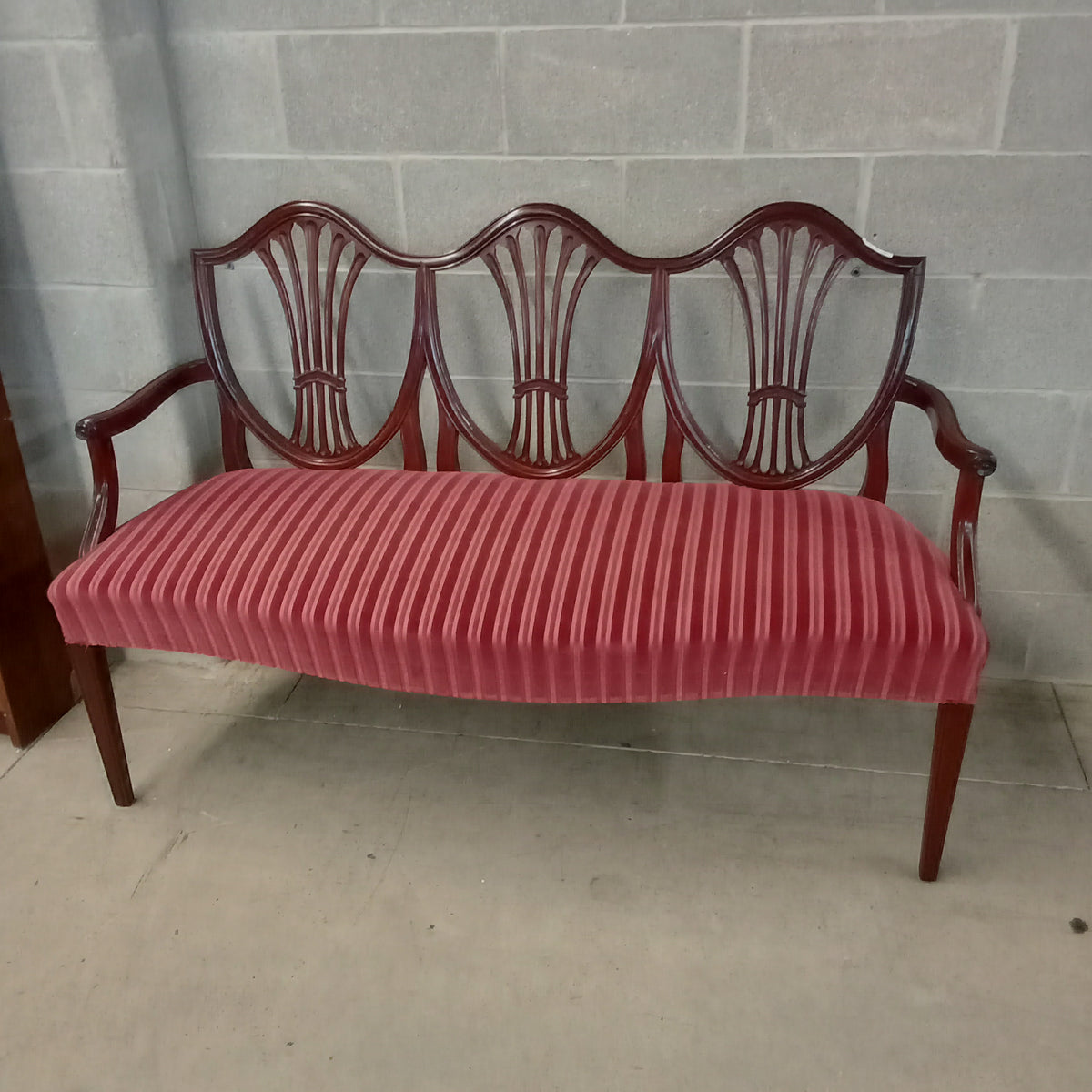 56"W Solid Wood Bench with Burgundy Seat