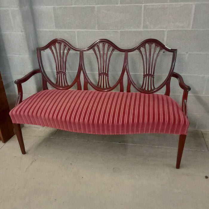 56"W Solid Wood Bench with Burgundy Seat