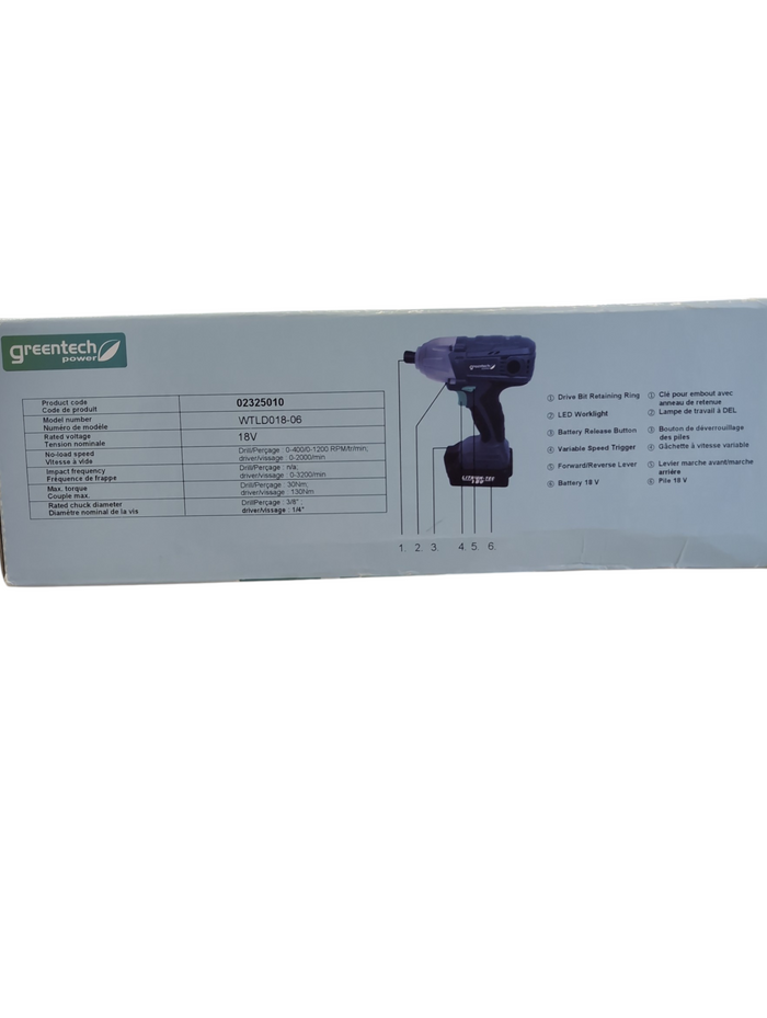 Green Tech Cordless Impact Driver and Drill