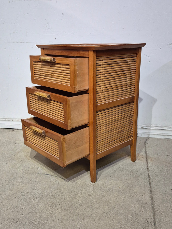 Vintage Pier 1 Imports 3-Drawer Bamboo Nightstand