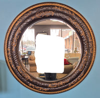 43" Round Black & Gold Framed Mirror