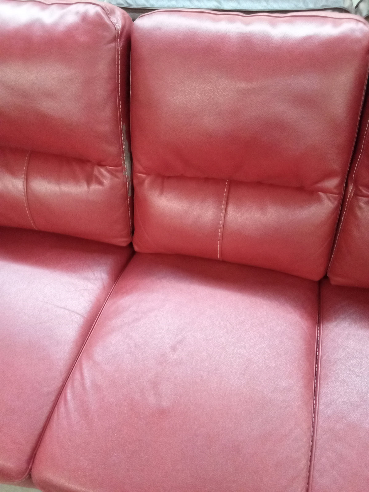 83.5" W Red Leather Sofa