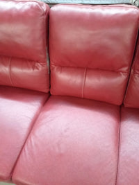 83.5" W Red Leather Sofa