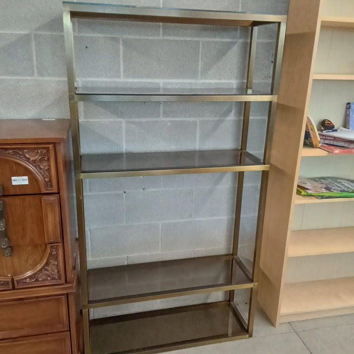 36"W Metal Bookcase with Glass Shelves