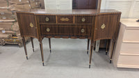 66"W Vintage Buffet w/ Golden Rose Inlays