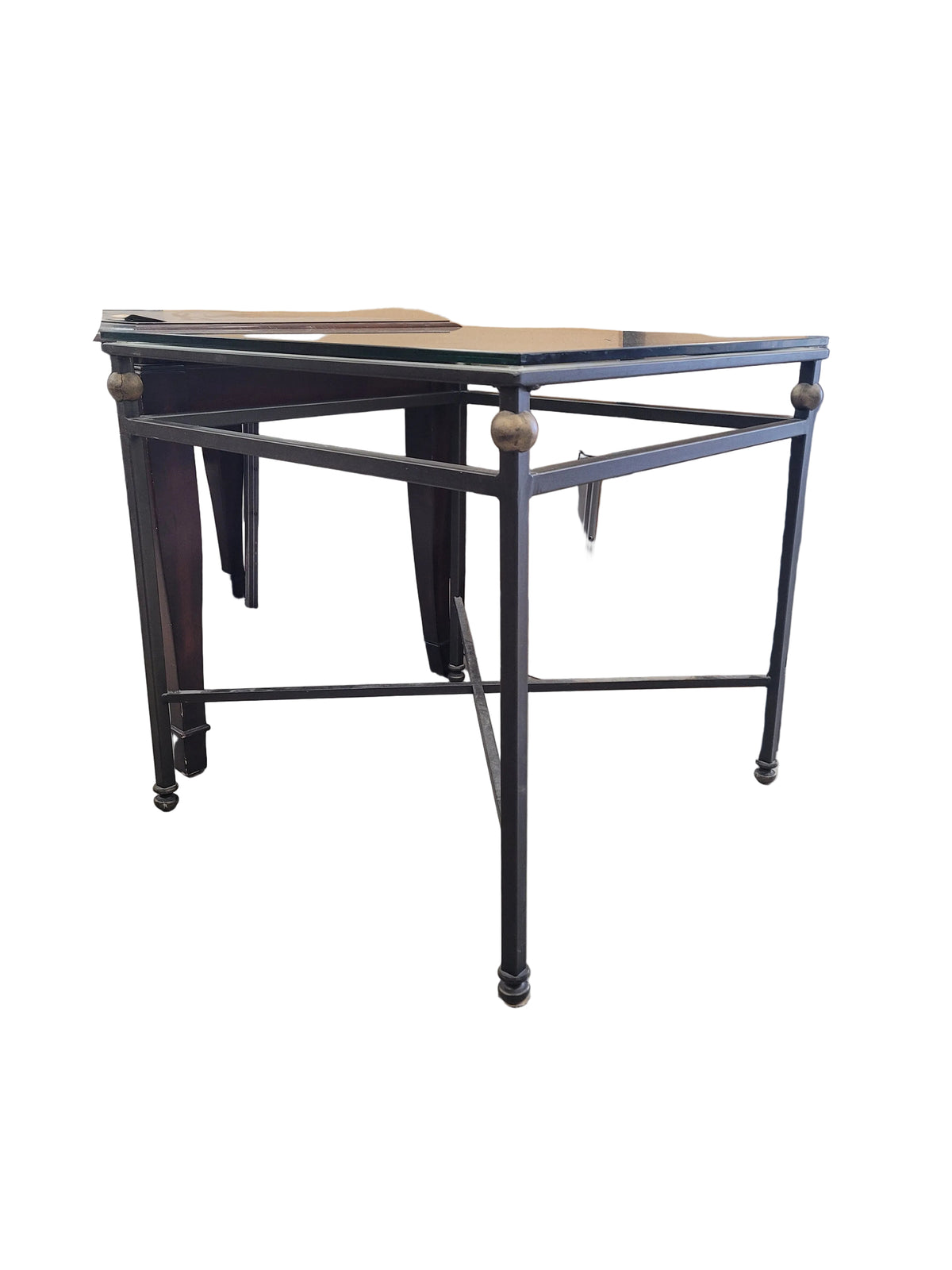 Square Glass-Top Metal End Table
