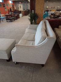 86"W Grey Fabric Sofa with Ottoman