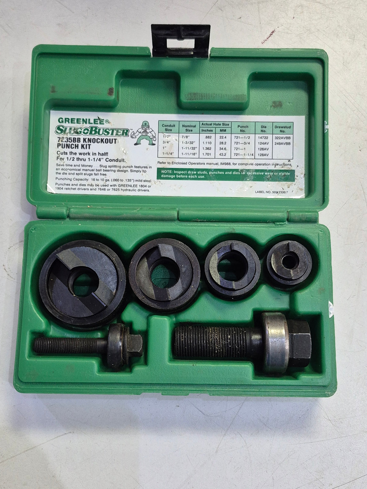 Greenlee 7235BB Slug Buster Manual Knockout Set
