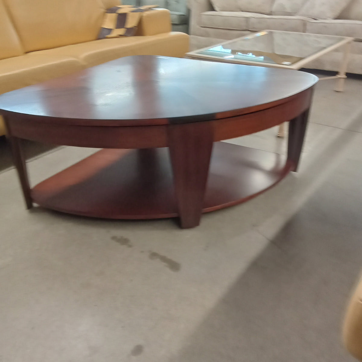 40"W Quarter Round Solid Wood Coffee Table