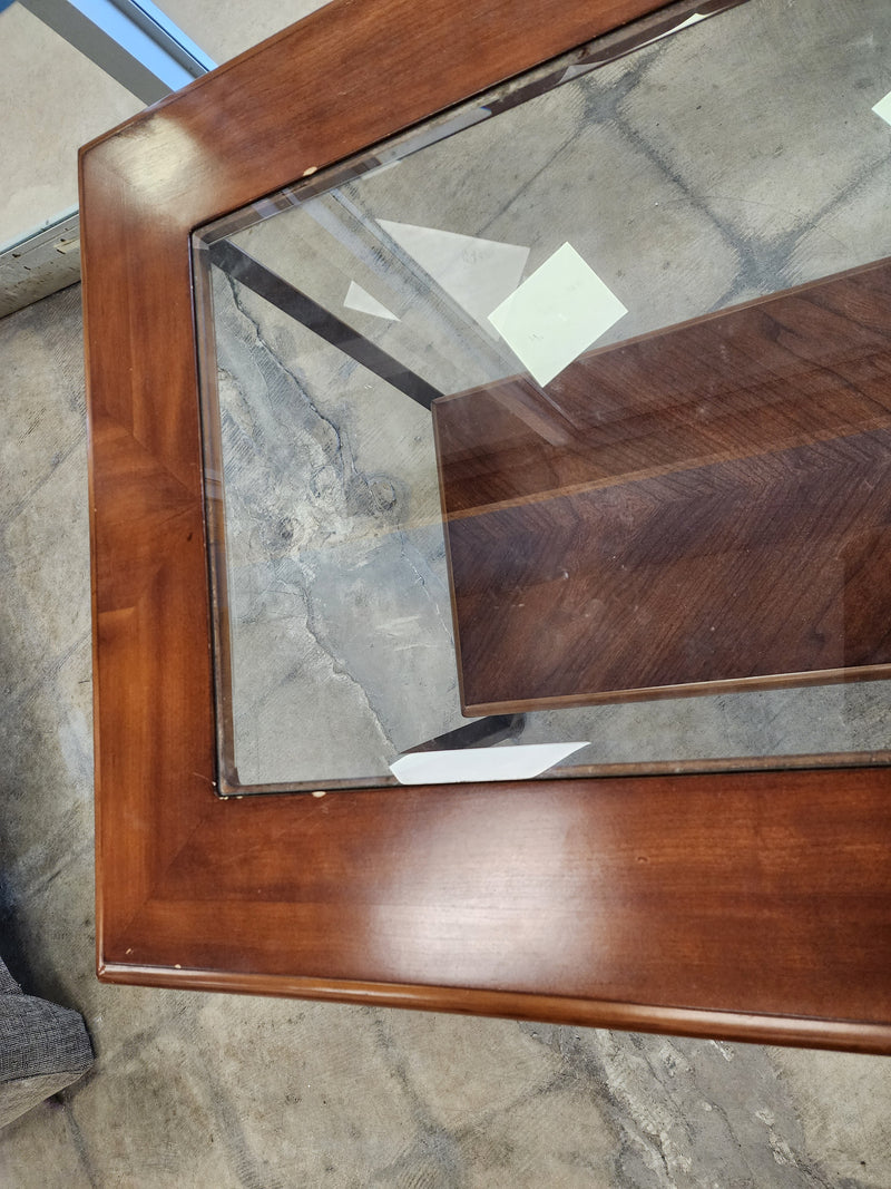 Walnut 2 Tier Coffee Table with Glass Insert