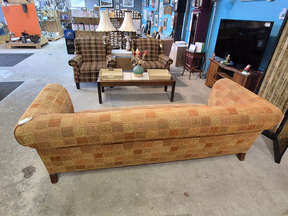 92"W Geometric Fabric Upholstered Sofa