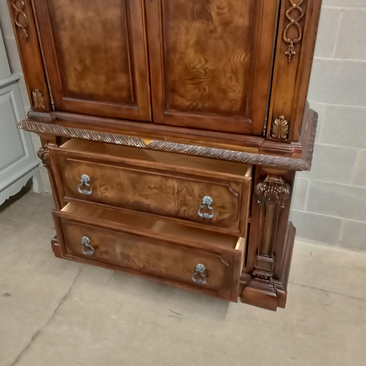 49"W 2-Piece Solid Wood Media Cabinet