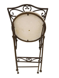 Folding Wrought Iron & Faux Stone Garden Bar Stool - Set of 4