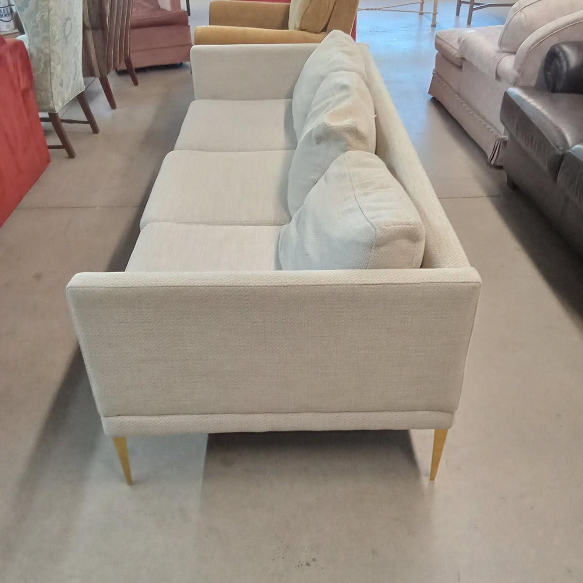 84"W 3-Seat Sofa in Light Gray Fabric