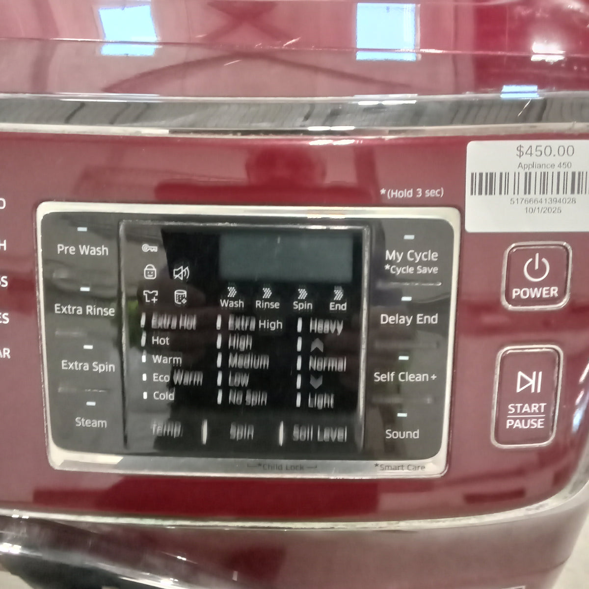 27"W Electric Front Load Washing Machine in Burgundy Finish