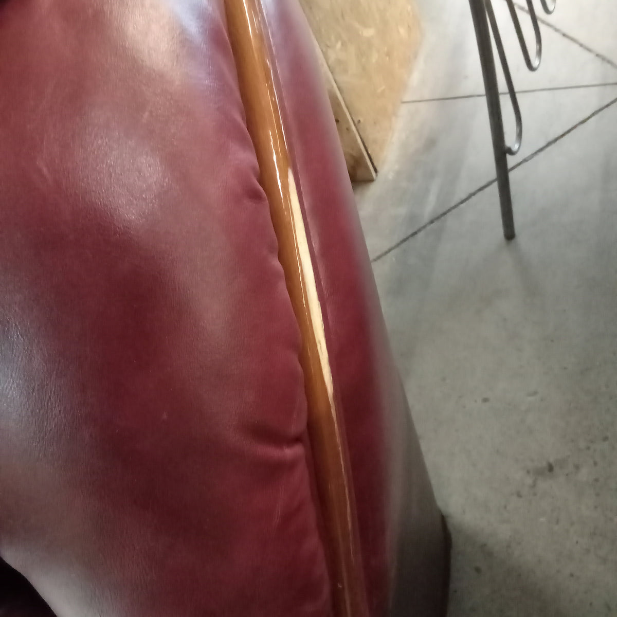 37"W Burgundy Leather Armchair