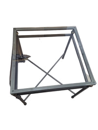 Square Glass-Top Metal End Table