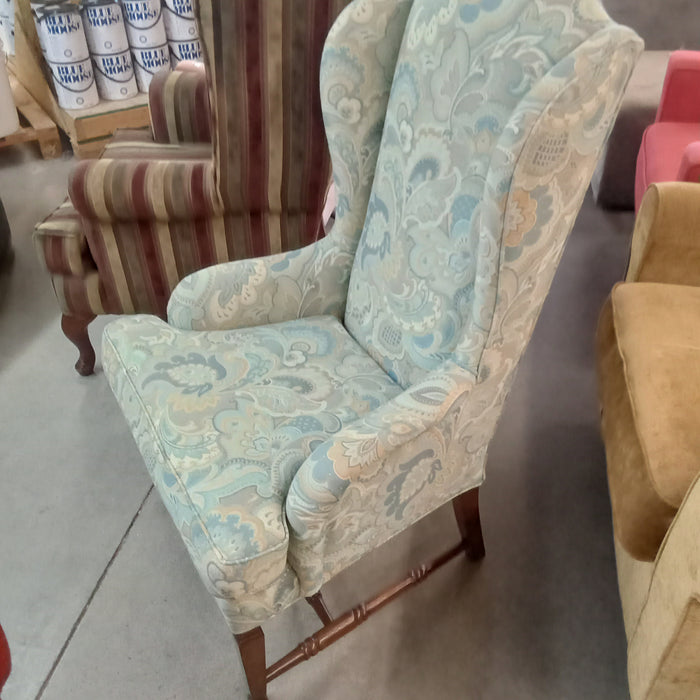 26"W Blue Fabric Wingback Armchair