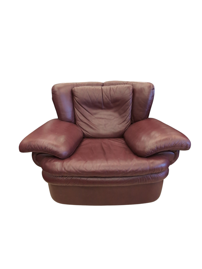 Cabernet Red Genuine Leather Armchair