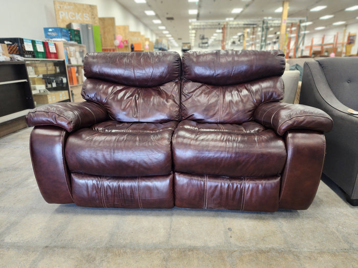 Reddish Brown Leather Loveseat Recliner