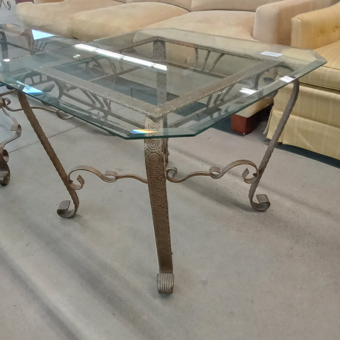 29"W Side Table with Glass Top