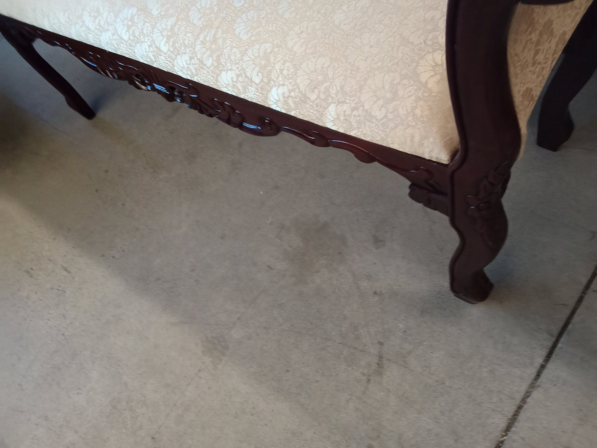 52"W Baroque Style Carved Walnut Bench