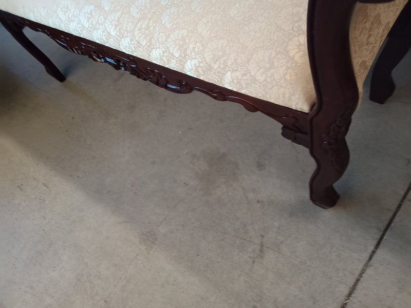 52"W Baroque Style Carved Walnut Bench