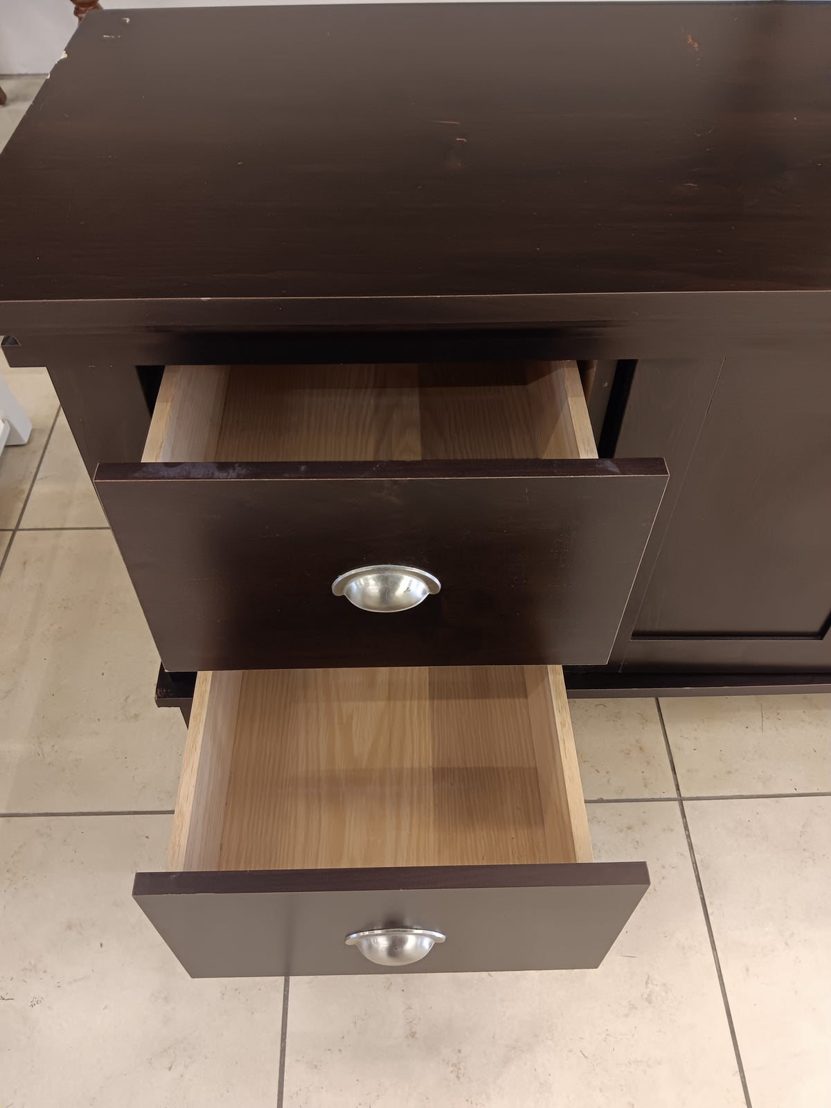 Dark Wood Media Console & Credenza