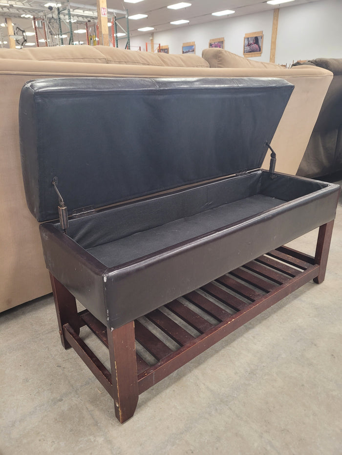 Dark Brown Faux Leather Storage Bench