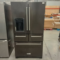 36"W French Door Fridge Freezer in Matte Black Stainless Steel