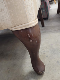 Cream And White Striped Wingback Chair